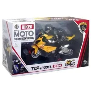 Biker Moto Remote Control Motorcycle - SS00724RK 1:20 scale yellow motorcycle toy with rider